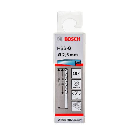 علبة بنط حدادى 10قطع قطر 2.5مم بوش BOSCH HSS-G 2.5 MM  10 PCS