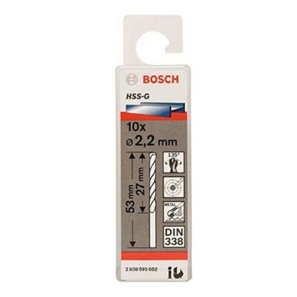 علبة بنط حدادى 10قطع قطر 2.2 مم بوش BOSCH HSS-G 2.2 MM  10 PCS