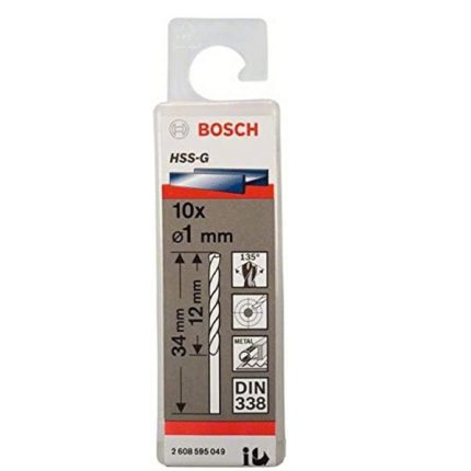 علبة بنط حدادى 10قطع قطر 1مم بوش BOSCH HSS-G 1MM  10PCS