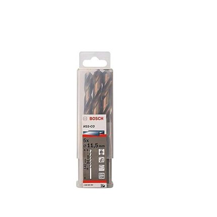 علبة بنط كوبلت للتخريم فى الاستانلس 5 قطع قطر 11.5 مم بوش BOSCH PACK OF 5 Metal Drill Bits  HSS-CO 11,5X94X142