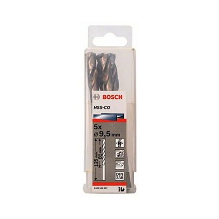 علبة بنط كوبلت للتخريم فى الاستانلس 5 قطع 9.5 مم بوش  BOSCH PACK OF 5 Metal Drill Bits  HSS-CO 9,5X81X125