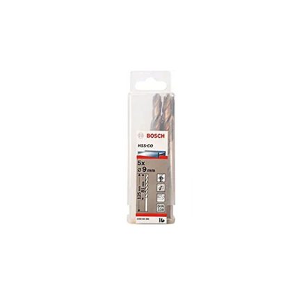 علبة بنط كوبلت للتخريم فى الاستانلس 5 قطع قطر 9 مم بوش BOSCH PACK OF 5 Metal Drill Bits HSS-CO 9X81X125