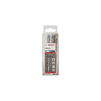 علبة بنط كوبلت للتخريم فى الاستانلس 5 قطع قطر 8.5 مم بوش BOSCH PACK OF 5 Metal Drill Bits HSS-CO 8,5X75X117