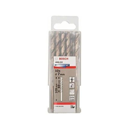 علبة بنط كوبلت للتخريم فى الاستانلس 10 قطع قطر 7 مم بوش BOSCH PACK OF  10 Metal Drill Bits  HSS-CO 7X69X109
