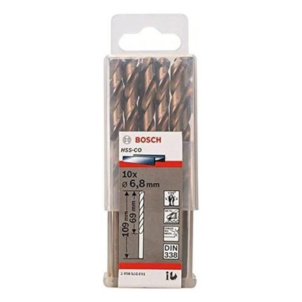 علبة بنط كوبلت للتخريم فى الاستانلس 10 قطع قطر 6.8 مم بوش  BOSCH Pack Of 10 Metal Drill Bit HSS-Co 6,8X69X109