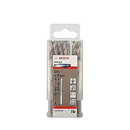 علبة بنط كوبلت للتخريم فى الاستانلس 10 قطع قطر 6 مم بوش BOSCH Pack Of 10 Metal Drill Bit HSS-Co 6X57X93