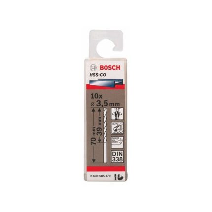 علبة بنط كوبلت للتخريم فى الاستانلس 10 قطع 3.5 مم بوش BOSCH PACK OF  10 Metal Drill Bits  HSS-CO 3,5X39X70
