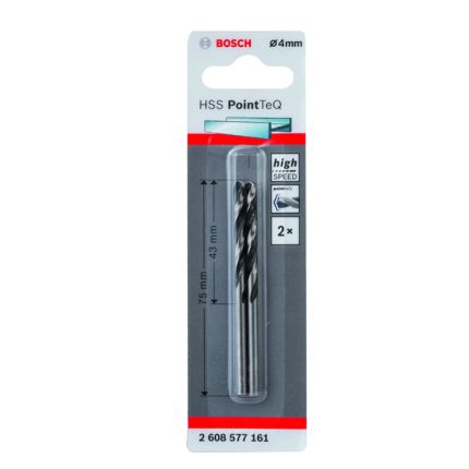 بنطة حدادى قطعتين قطر 4 مم بوينت تك بوش BOSCH HSS Twist Drill Bit PointTeQ4.0mmPACK OF 2