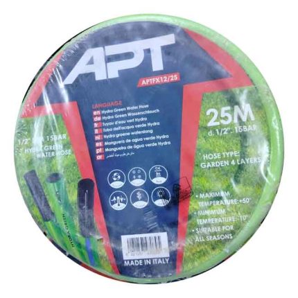 لفة خرطوم مياة اخضر  1/2" 25 متر 15 بار APT Hydra Green Water Hose 1/2" 25m 15Bar - FX12/25