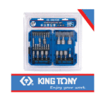 طقم سنون +ماسك+ لقم بالدليل ممغنطة + ماسك لقم 1/4,3/8,1/2 27قطعه KING TONY