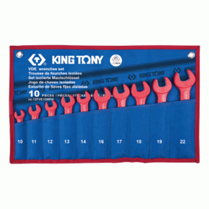 طقم مفتاح بلدى معزول 1000 فولت 10 قطع  10 - 22مم كينج توني KING TONY