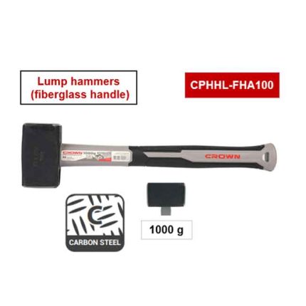 مطرقة صلب مربعة يد فايبر كراون 1000 جم  CROWN CPHHL-FHA100