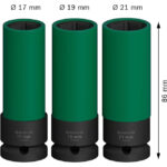 ⁦مجموعه من اللقم التصادميه 1/2 بوصه 3قطع 17.19.21 مم زائدة العمق BOSCH Set of PRO Impact Sockets 1/2" 3 Pcs "17,19,21"mm⁩ - الصورة ⁦3⁩