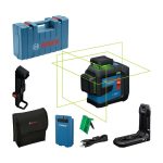 ⁦ميزان ليزر بوش 3 خط 360 درجه 80 متر ليزر اخضر ويعمل علي حجاره او بطارية BOSCH GLL 80-33 G⁩ - الصورة ⁦2⁩
