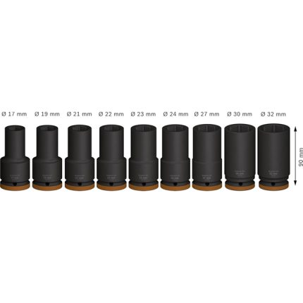 مجموعه من اللقم التصادميه 3/4 بوصه 9 قطع من 32-17 مم عميقه BOSCH Set of PRO Impact Sockets 3/4" 9 Pcs "17-32"mm Deep