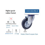 ⁦عجلة متحركة بفلانشة كاوتش اسود 8 بوصة APT CW1105/RS-8⁩ - الصورة ⁦2⁩