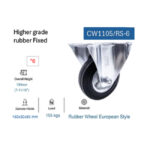 ⁦عجلة ثابتة بفلانشة كاوتش اسود 6 بوصة APT CW1105/RF-6⁩ - الصورة ⁦2⁩