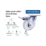 ⁦عجلة متحركة فرامل بفلانشة نيلون ابيض 4 بوصة APT CW1105/NB-4⁩ - الصورة ⁦2⁩