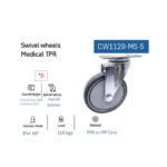 ⁦عجلة متحركة طبى رمادى بطبقين شاسيه معدن 5 بوصة APT CW1129-MS-5⁩ - الصورة ⁦2⁩