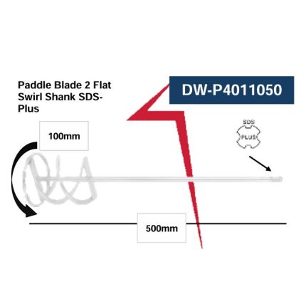 ريشة مبططة×2 خلاط بويات اي بي تي 100×500 كعب APT  SDS-PLUS  DW-P4011050