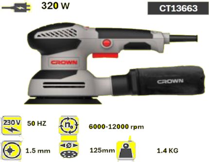 صنفرة قرص كروان يد طويلة 5بوصه سرعات 320واط CROWN – CT13663