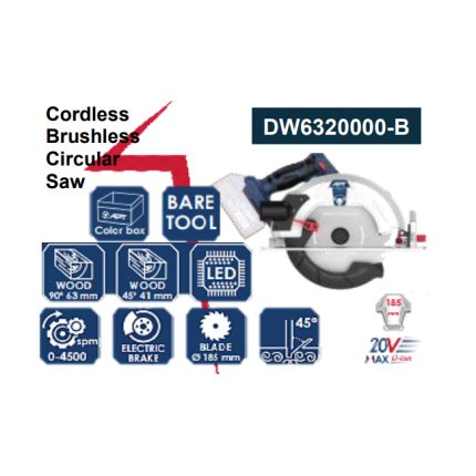 منشار صنية 185 مم 20 فولت بدون بطارية / شاحن  موديل APT DW6320000-B