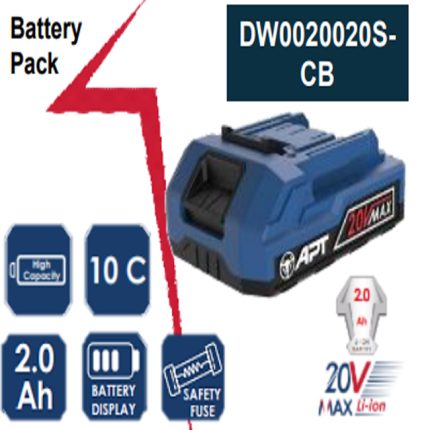 بطاريه ليثيوم 20 فولت  2 امبير موديل DW0020020S-CB ماركة اي بي تي APT