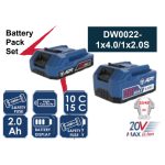 بطارية 20 فولت 2امبير + بطارية 20 فولت n 4امبير  موديل DW0022-1x4.0/1x2.0S ماركة اي بي تي APT